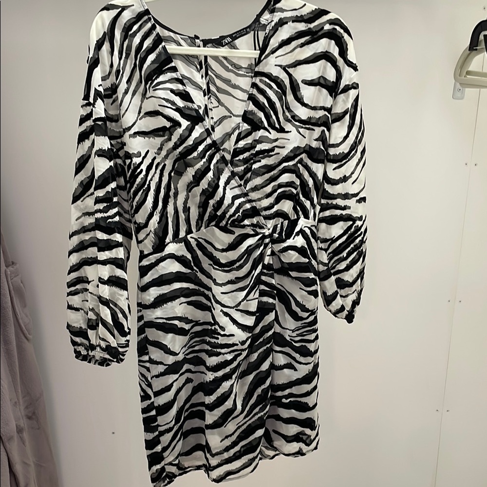 Zara Black and White Zebra Print Dress